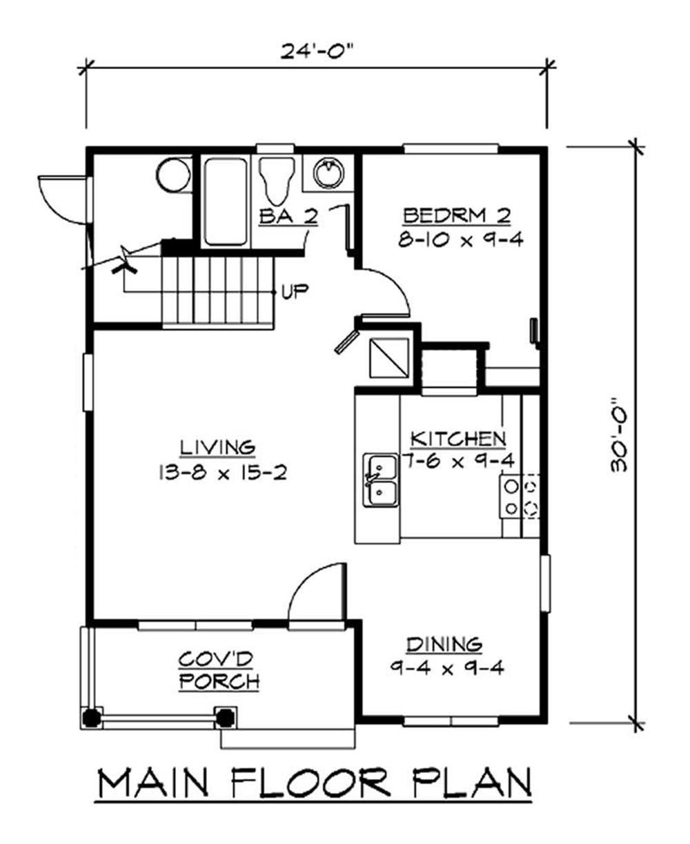 Floor Plan First Story of Bungalow Plan #115-1371
